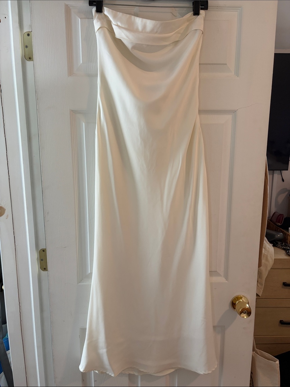 Satin Maxi Dress in Cream with open back